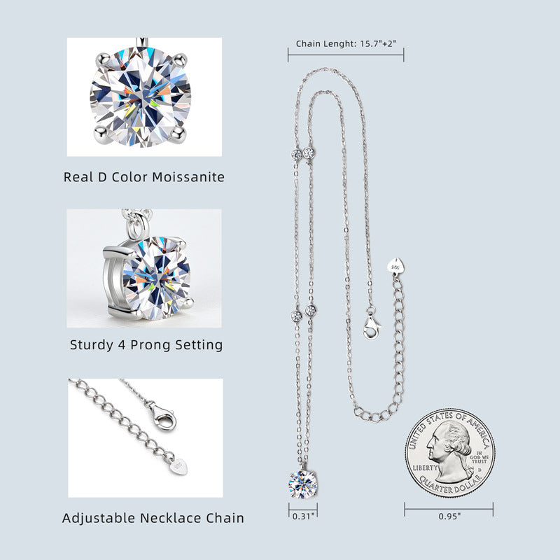 Moissanite Female Niche High-grade Sterling Sier Necklaces