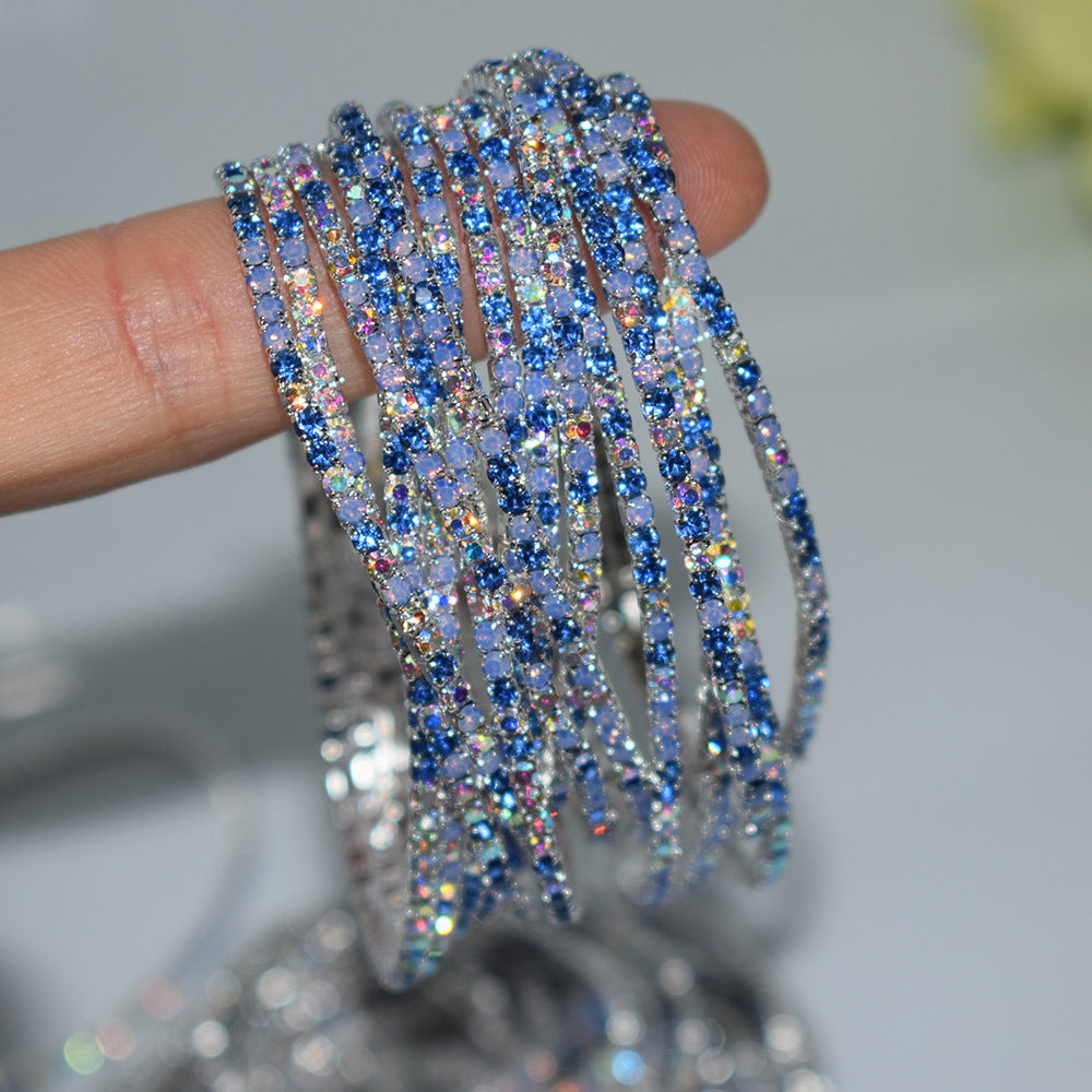 Row Rhinestone Thin Rubber Band Elastic Bracelets