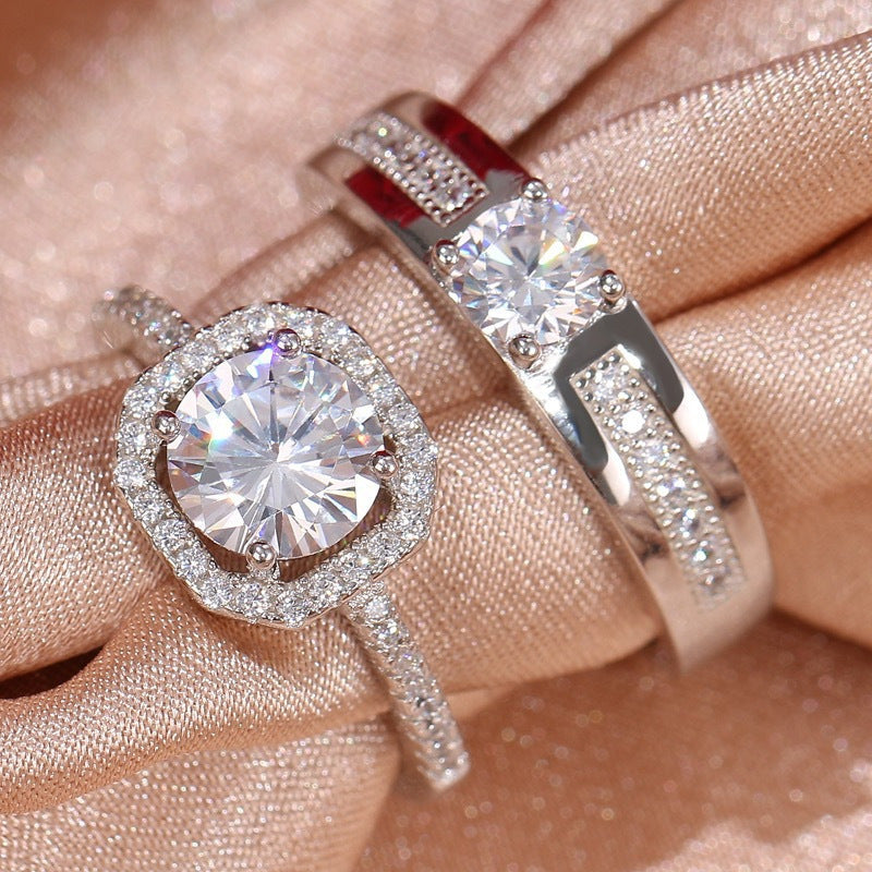 Women's & Men's Couple Pair Of Imitation Diamond Simple Rings