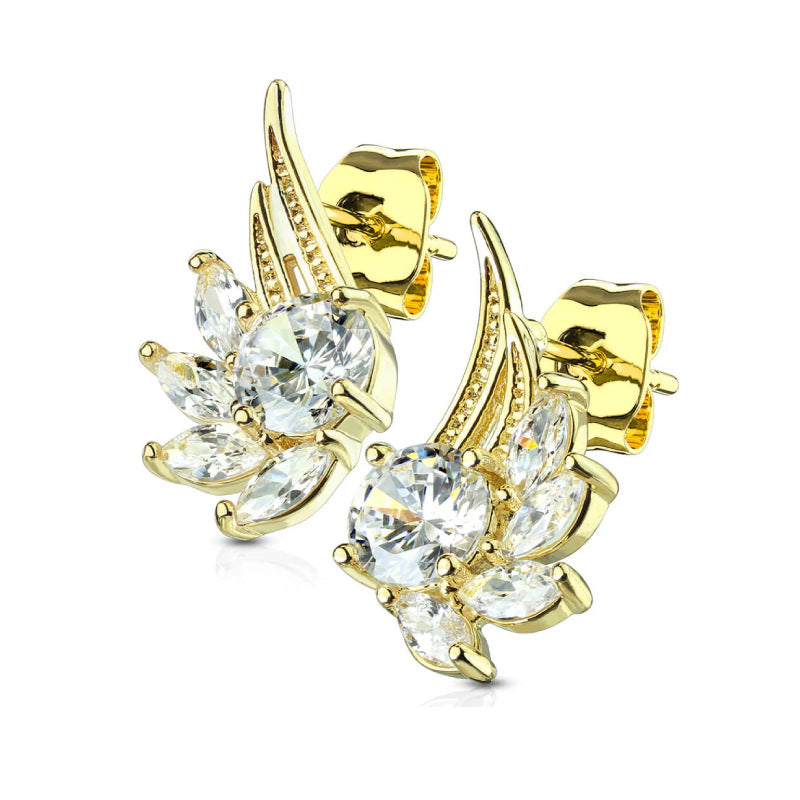 Flying Wings Fashion Sier Needle Temperament Earrings