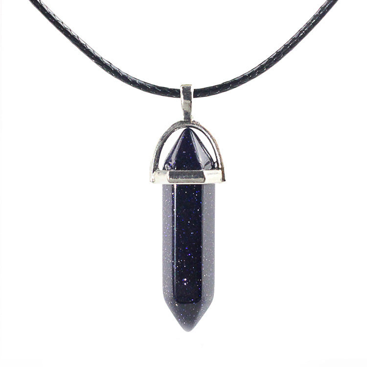 Natural Stone Hexagon Prism Fashion Crystal Necklaces