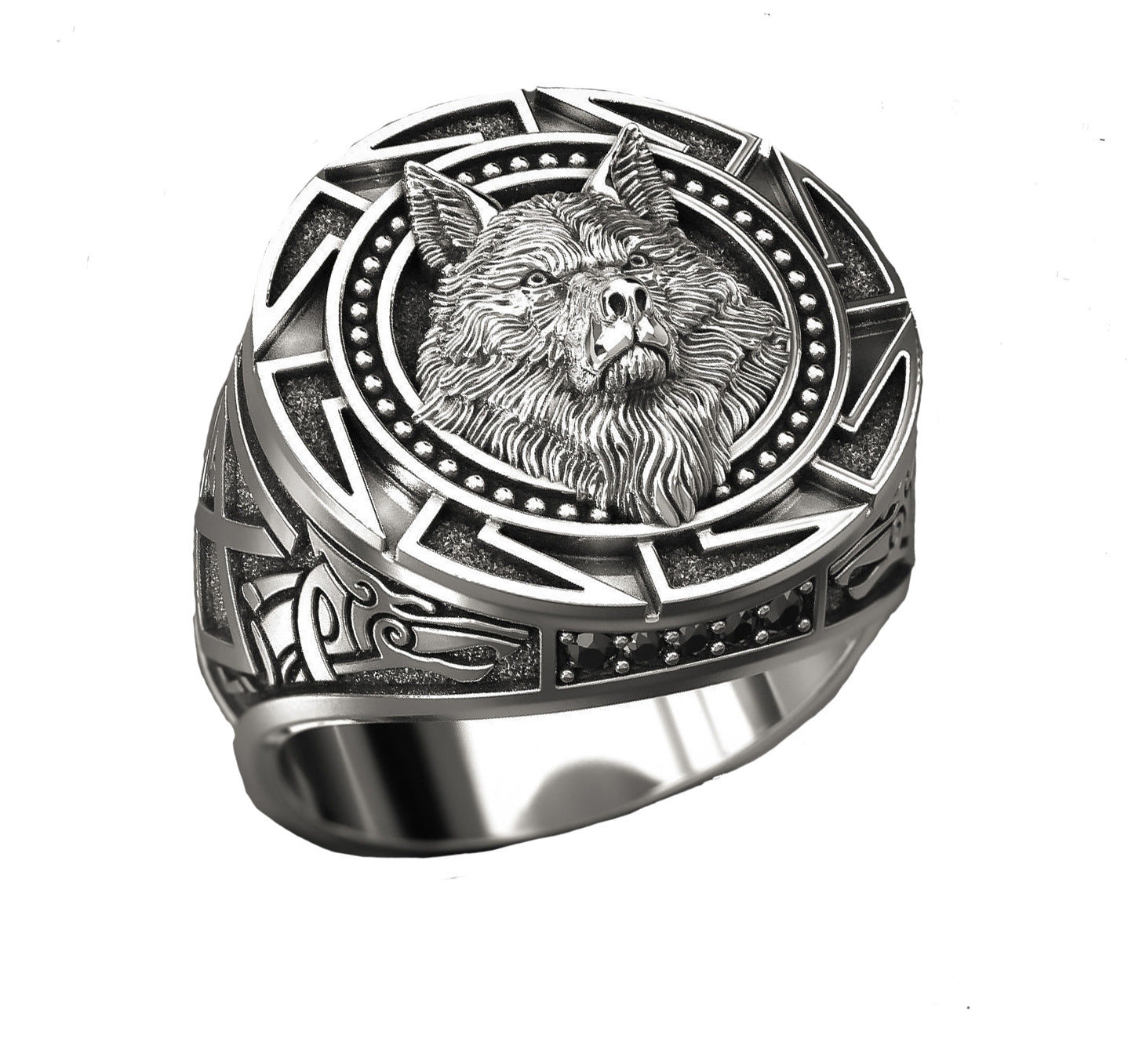 Men's Viking Warrior Wolf Head Vintage Totem Rings