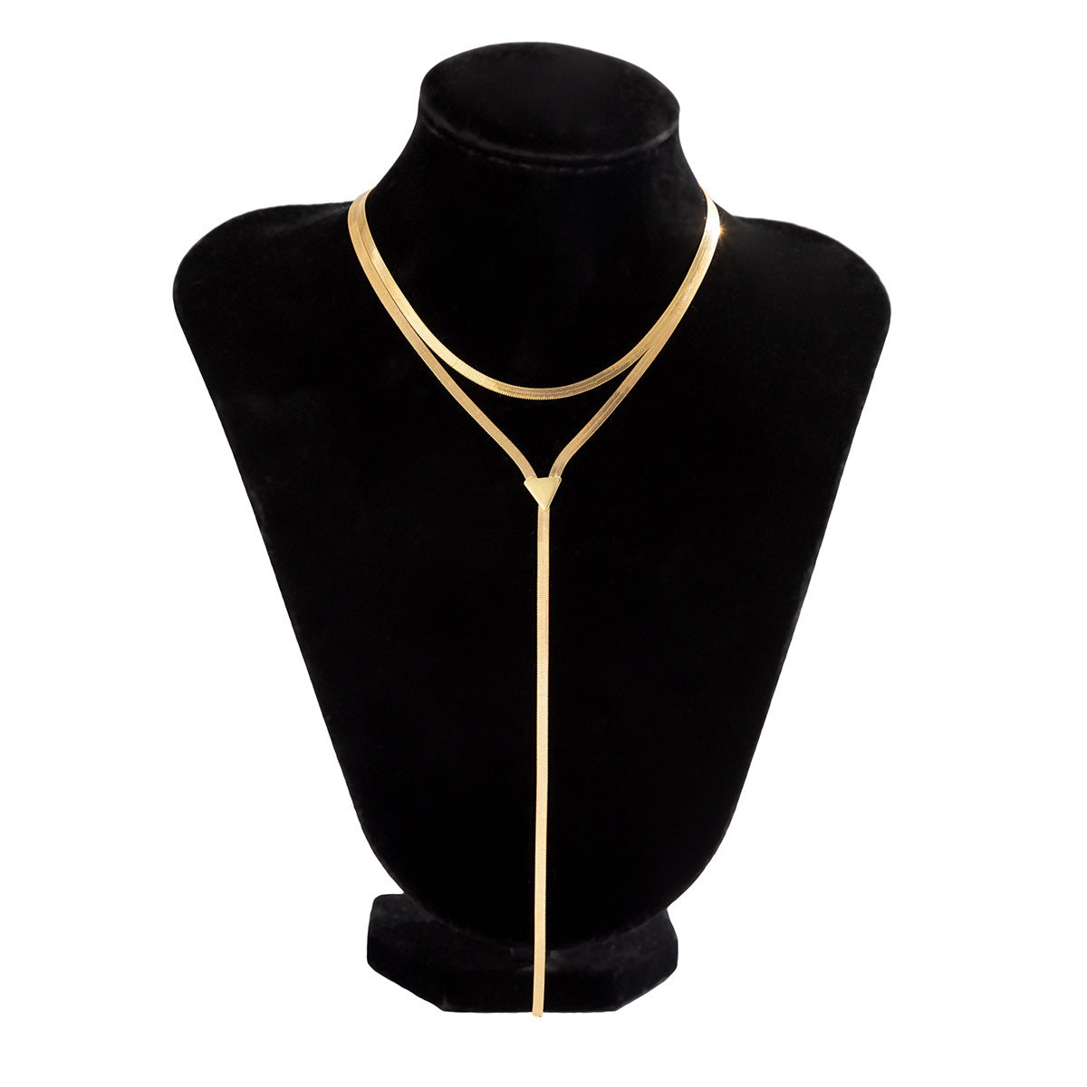 Women's Ornament Triangle Flat Snake Long Y-shaped Tassel Necklaces