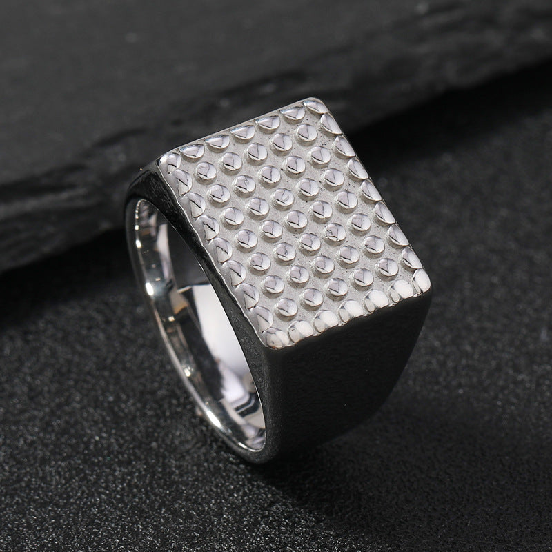 Men's Fashion Casting Rectangle Wave Point Geometric Rings