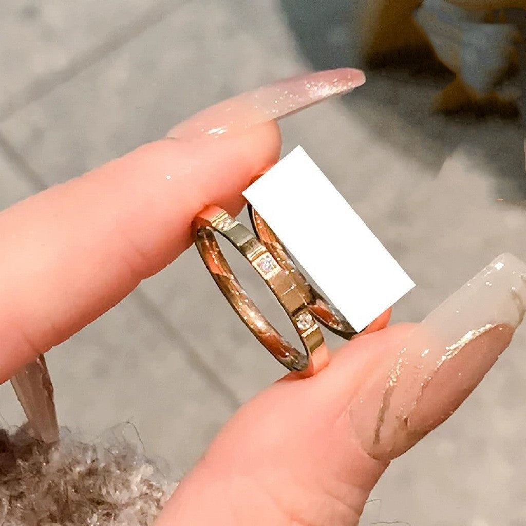 Light Luxury Cold Style Couple Plain Ring
