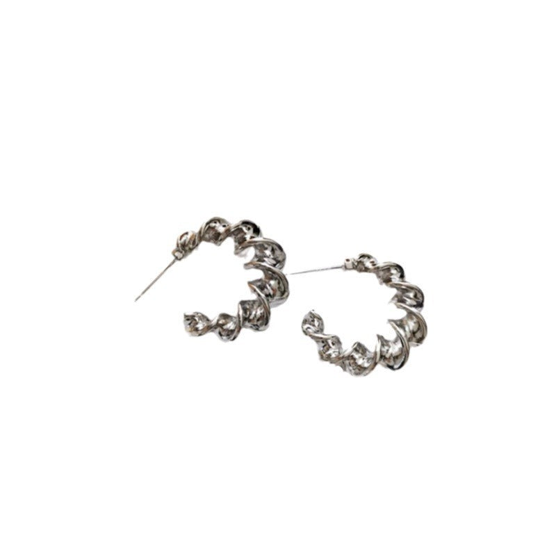 Simple Female Sier Light High-grade Small Ear Earrings