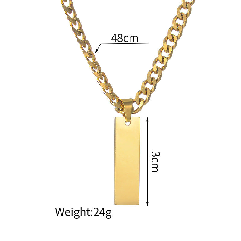 Style Cuban Link Chain Square Couple Necklaces