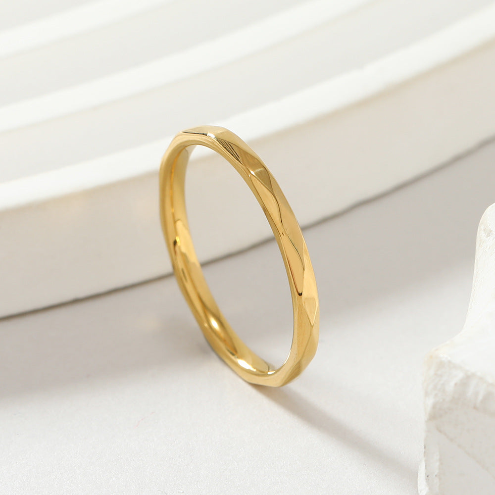 Stainless Steel Fashion Diamond Surface Simple Rings