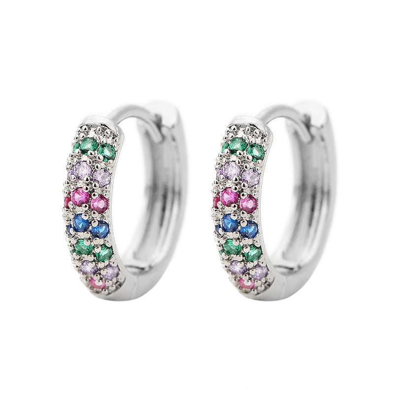 Micro Inlaid Zircon Geometric Fashion Ear Clips Round Earrings