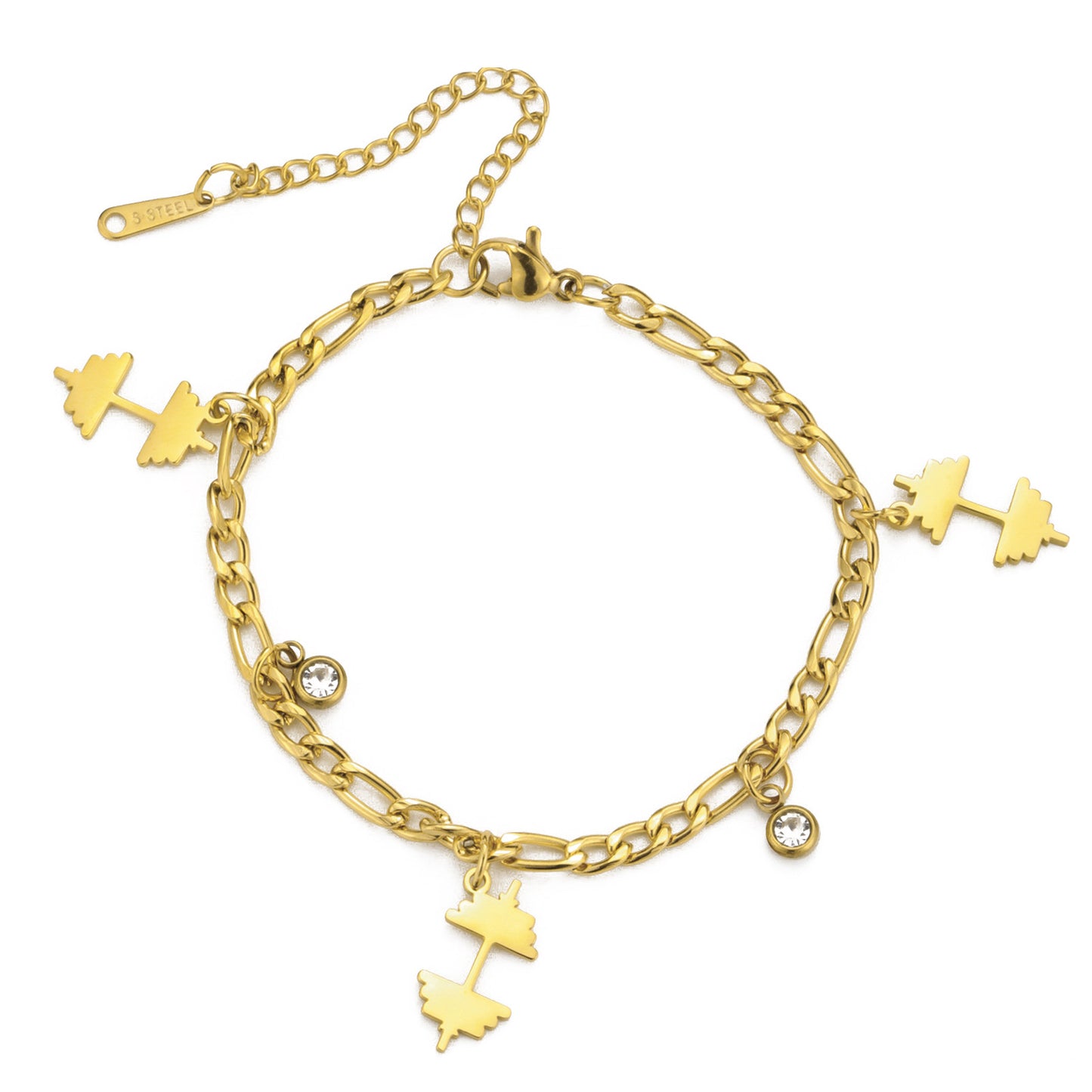 Women's Athlete Jewelry Gift Dumbbell Diamond Chain Bracelets