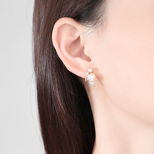 Women's Pearl Brass Zircon Fashion Small Ear Earrings
