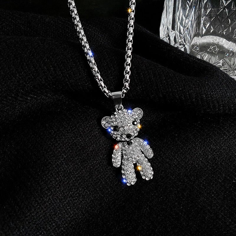Full Diamond Bear Cute Cool Earth Necklaces