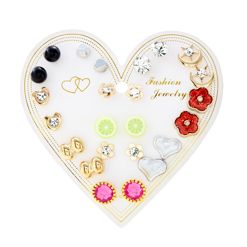 Suit Geometric Pairs Storage Ear Multicolor Earrings