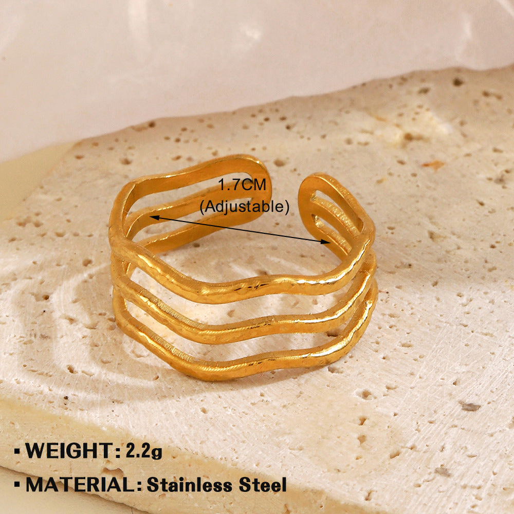 Open Personalized Hip Hop Gold Plated Irregular Rings