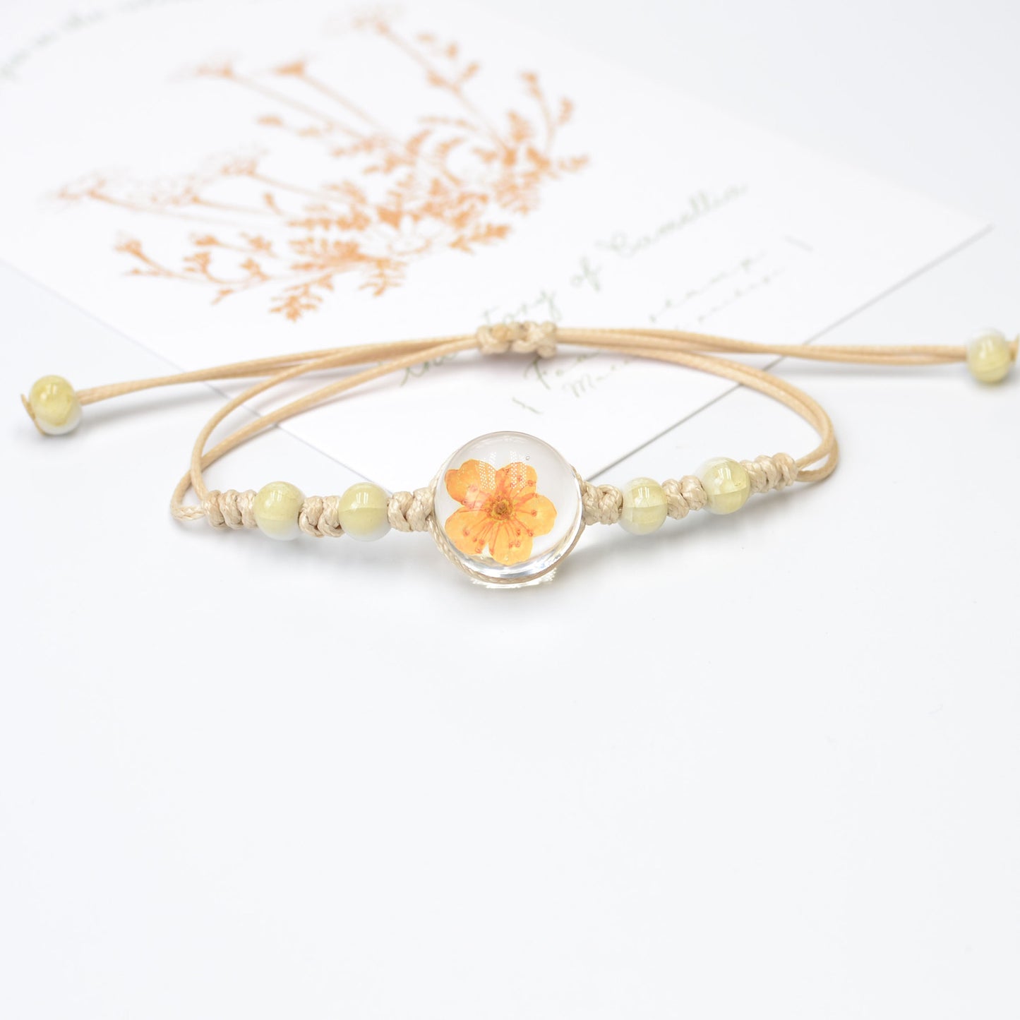 Hand-woven Ceramic Dried Flower Narcissus Glass Bracelets