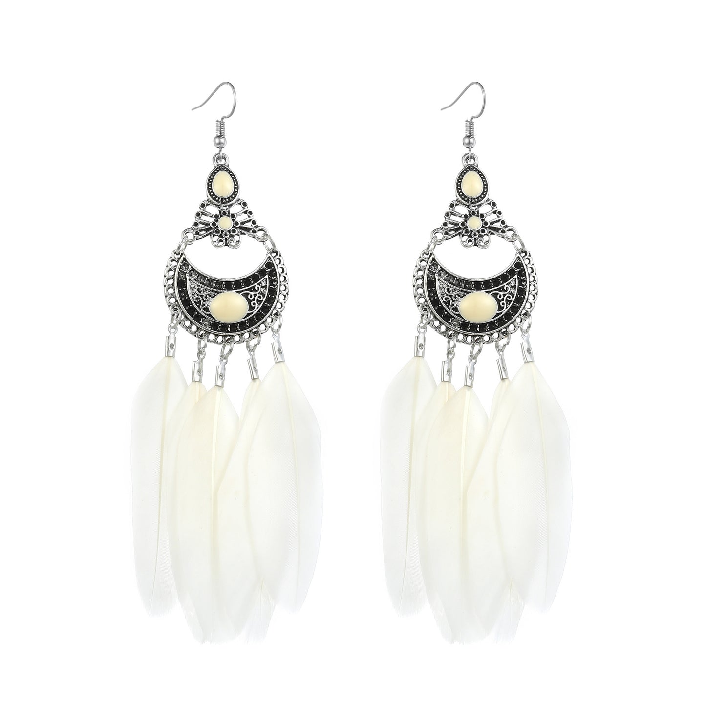 Hook Retro Personality Handmade Leaves Tassel Earrings