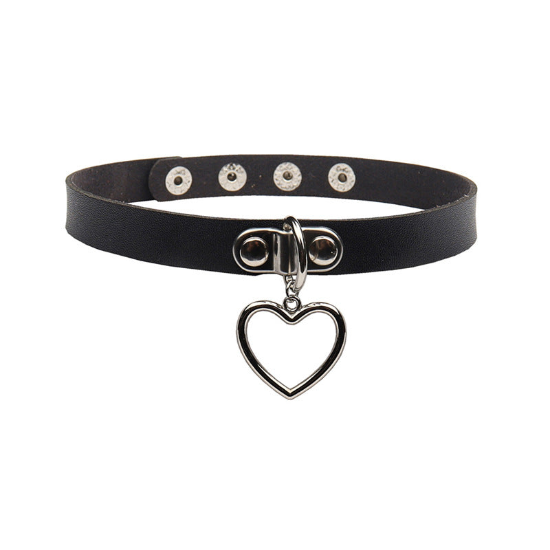 Women's Goth Style Soft Leather Love Choker Necklaces