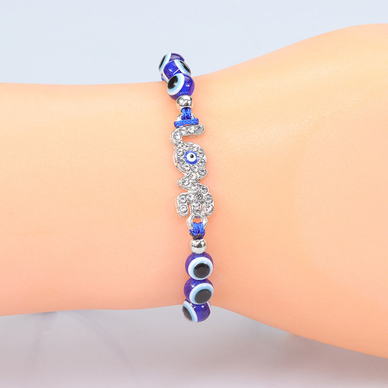 Devil's Eye Blue Fish Beaded Charm Bracelets