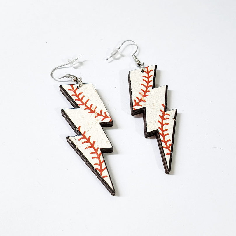 Super Bowl Sports Wood Wooden Ball Earrings