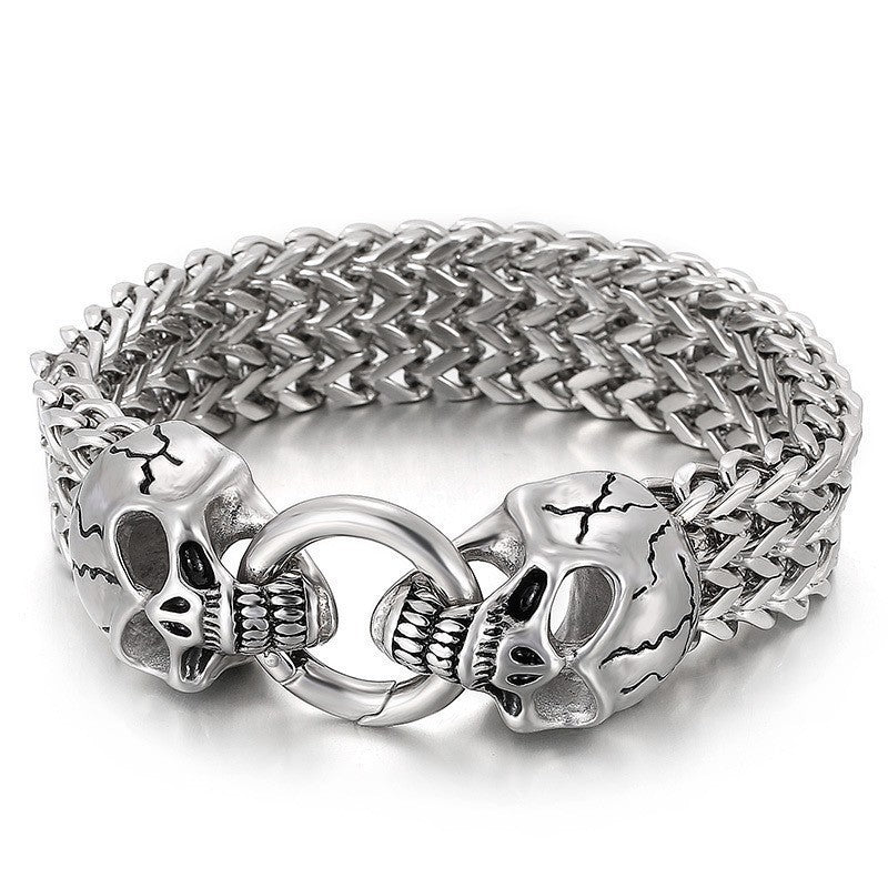 Men's Stainless Steel Wolf Head Chain Retro Bracelets