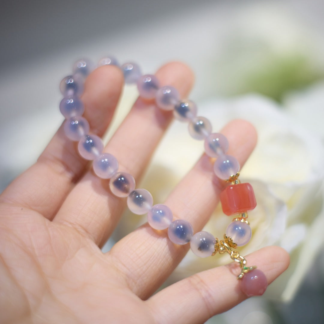 Natural Blue Sugar Heart Agate Female Half Bracelets
