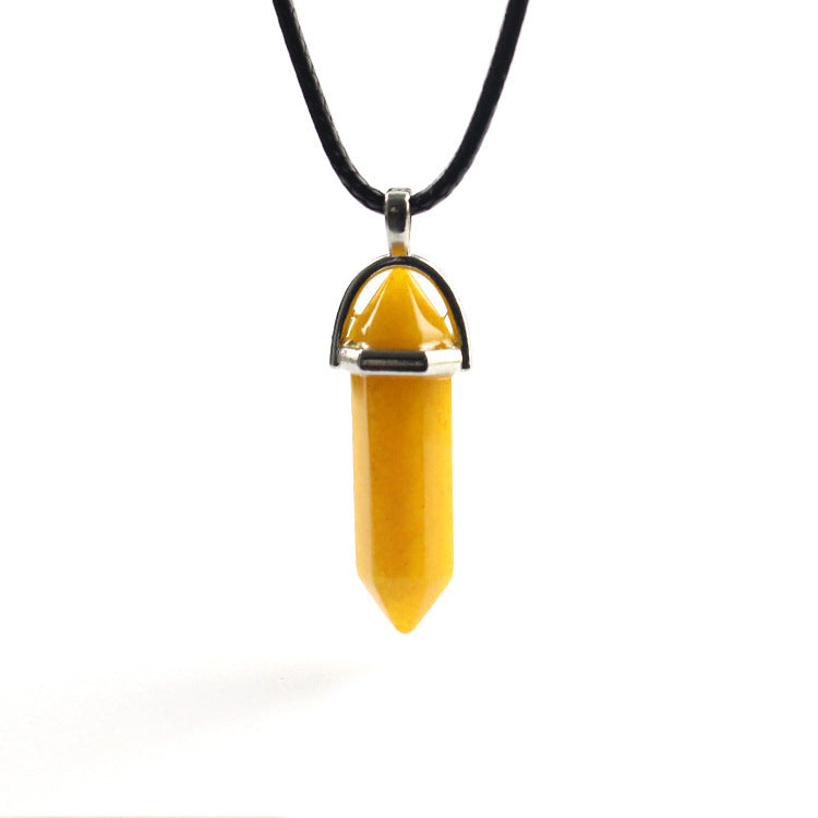 Natural Stone Hexagon Prism Fashion Crystal Necklaces