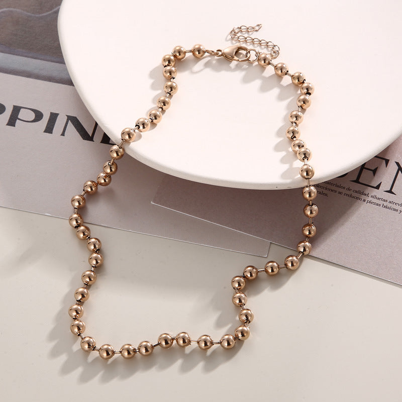 Fashion Simple Stainless Steel Ball Bead Necklaces