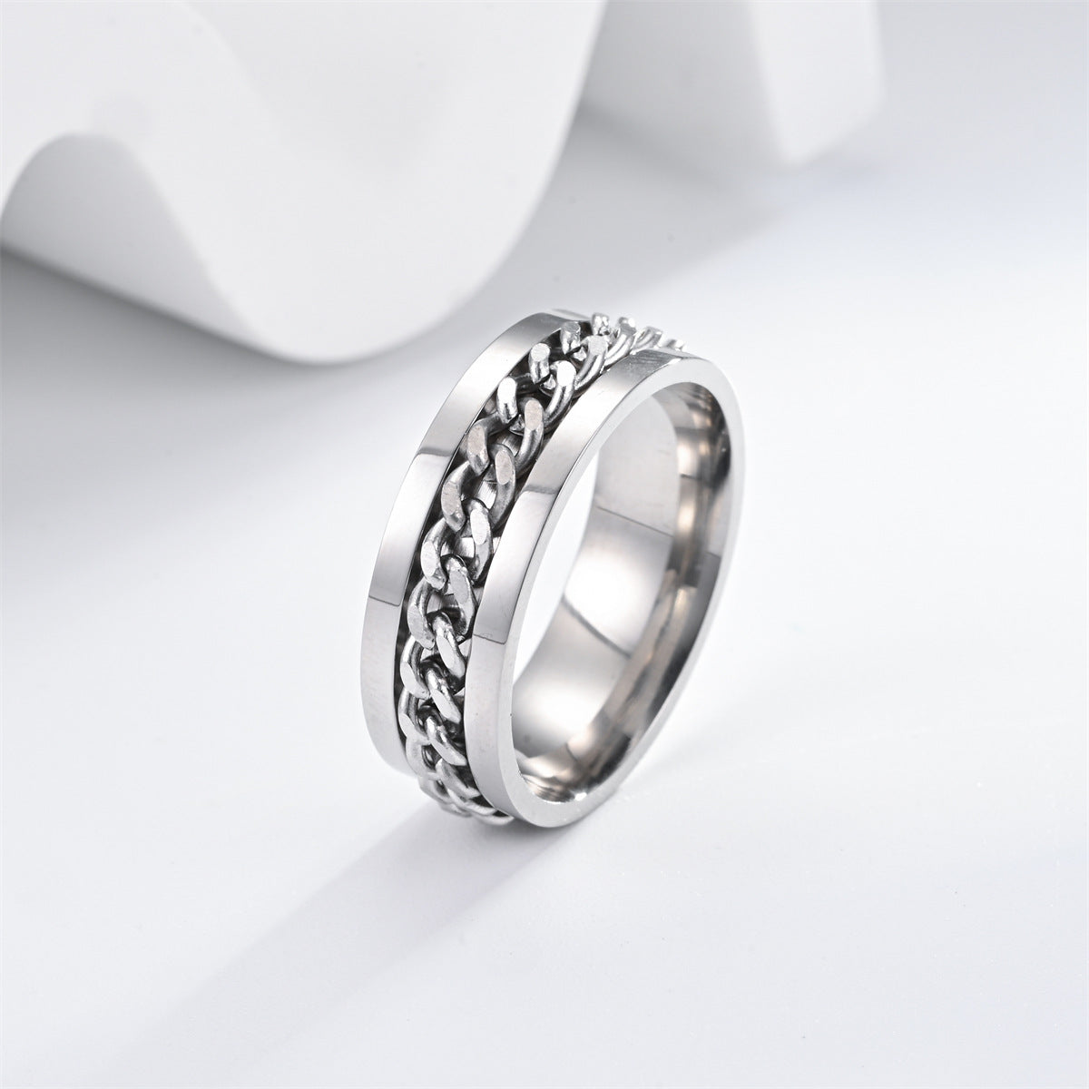Men's Titanium Steel Rotating Chain Rotatable Decompression Rings