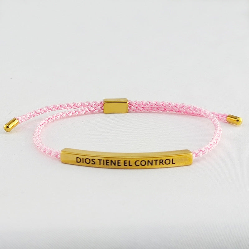 Stainless Steel Elbow Lettering Adjustable Length Letter Woven Bracelets