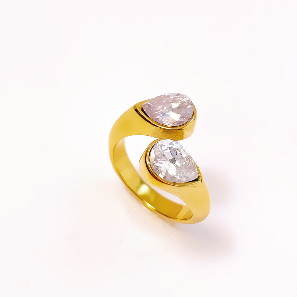 Layer Drop-shaped Diamond Female Personality Simple Rings