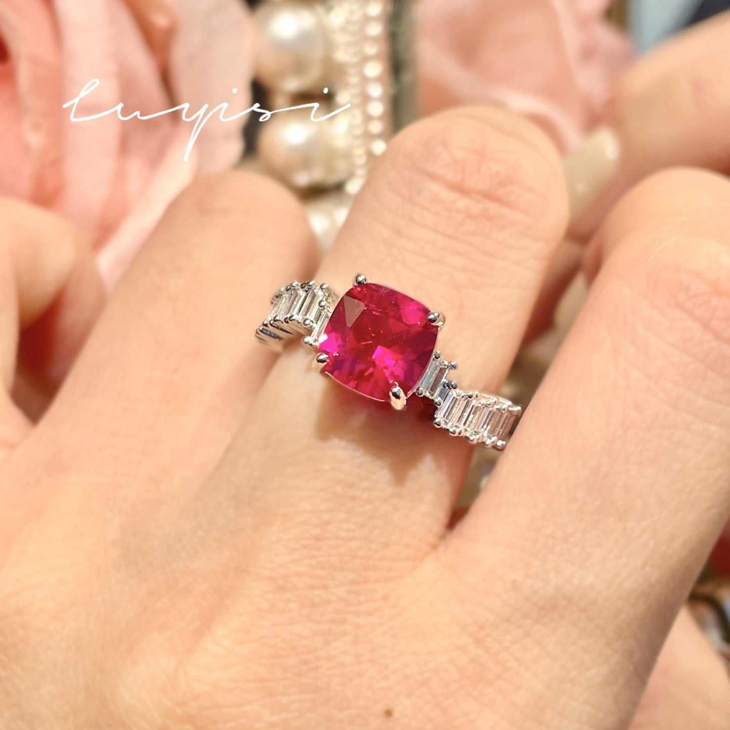 Morgan Pink Diamond Square Luxury High Carbon Zircon Rings