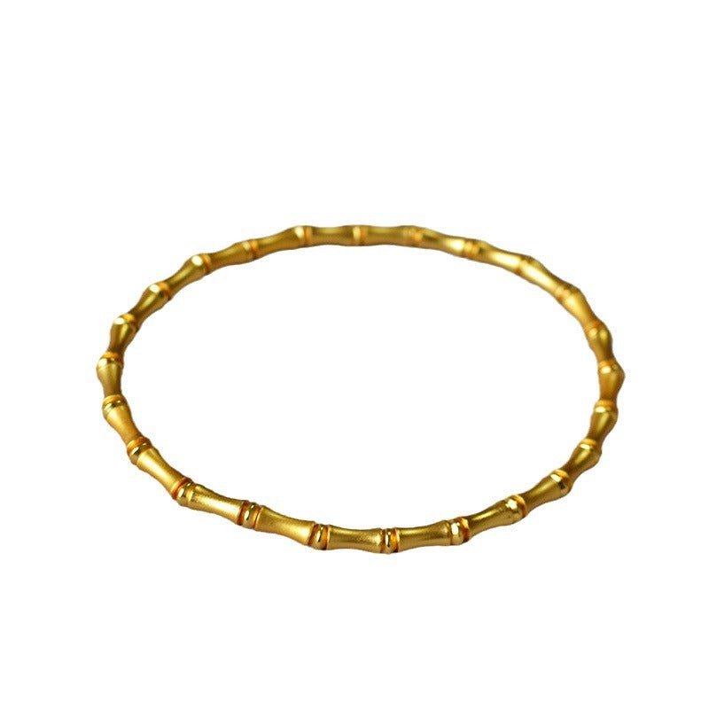 Women's Style Artistic Vintage Brass Ancient Gold-plated Frosted Bamboo Bracelets