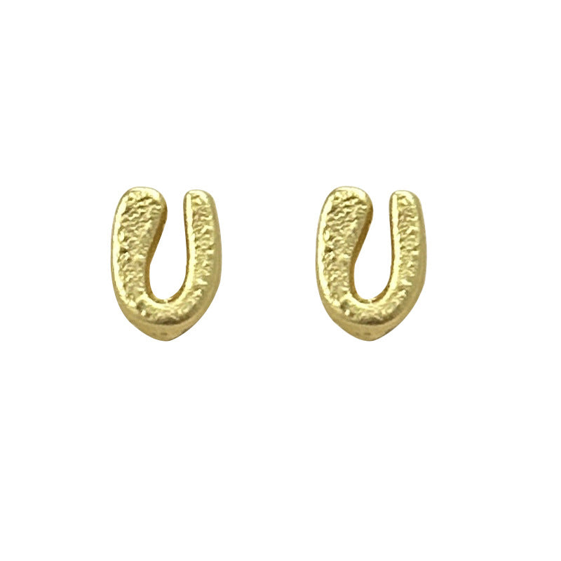 Women's Retro Frosted U-shaped Horseshoe For Mini Small Earrings