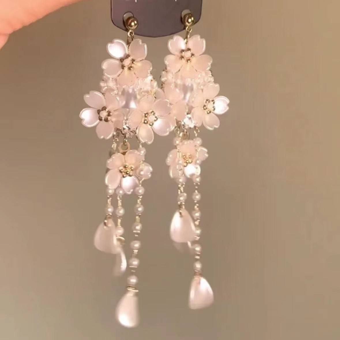 Women's Sier Butterfly Tassel Sweet Flowers Long Rings