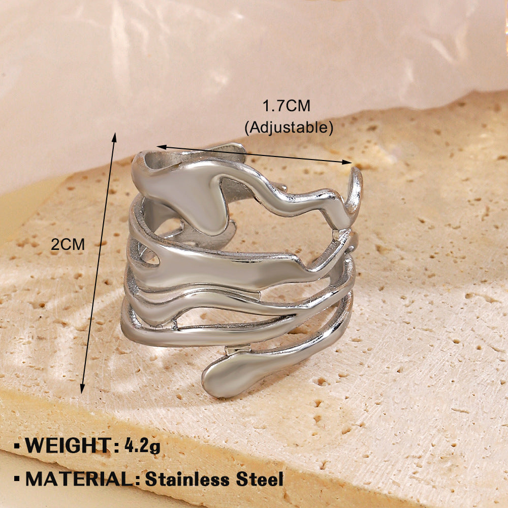 Open Personalized Hip Hop Gold Plated Irregular Rings