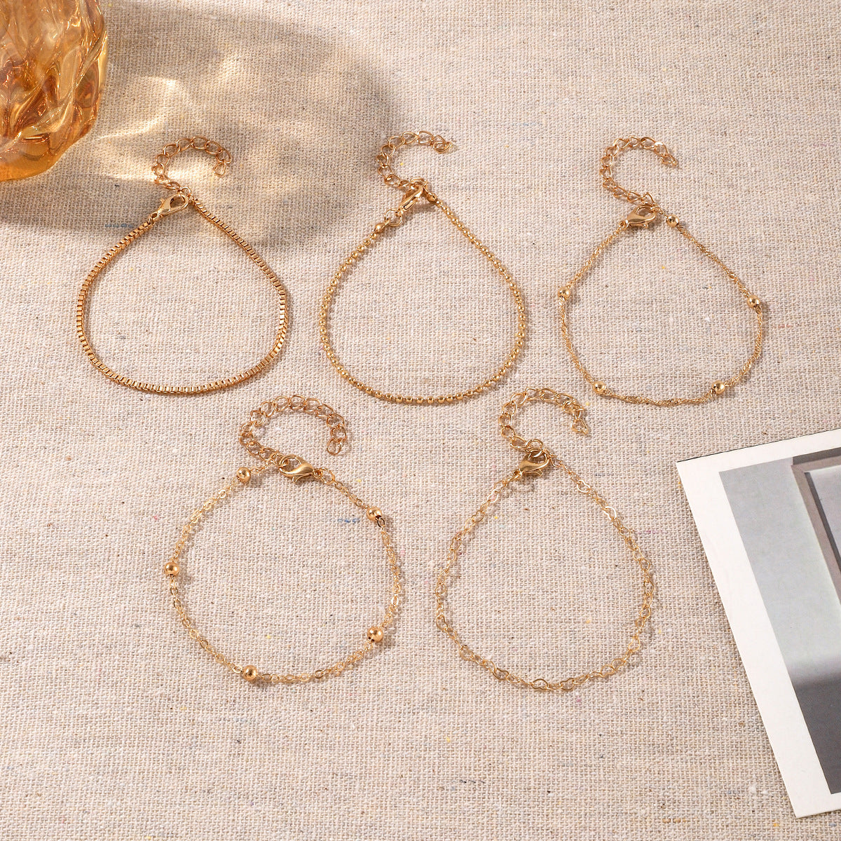 Women's Alloy Round Beads Chain Box Simple Bracelets