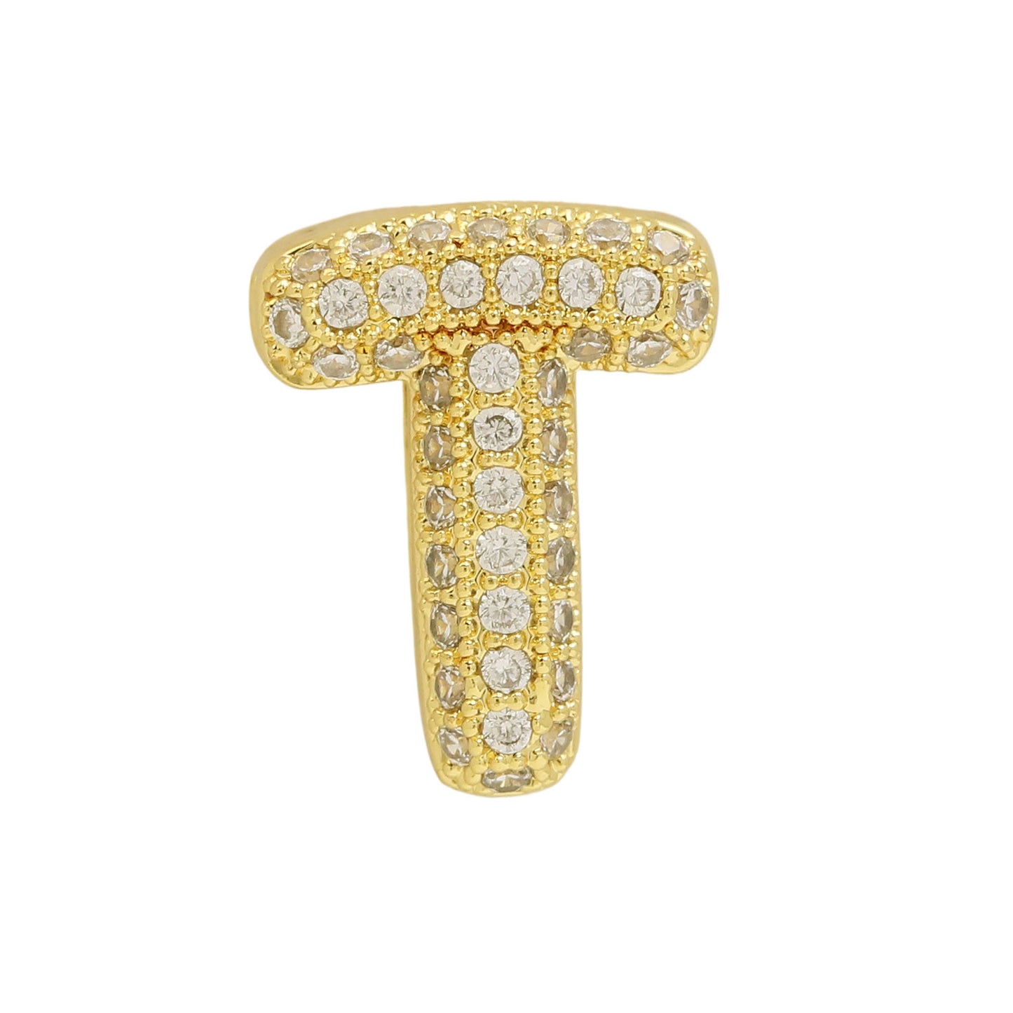 Golden Chubby Balloon Bubble Zircon Letter Bracelets