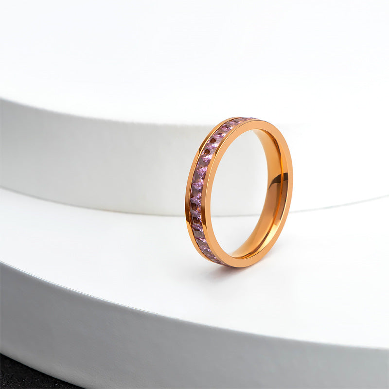 Personalized Color Female Titanium Steel Full Diamond Index Finger Ring