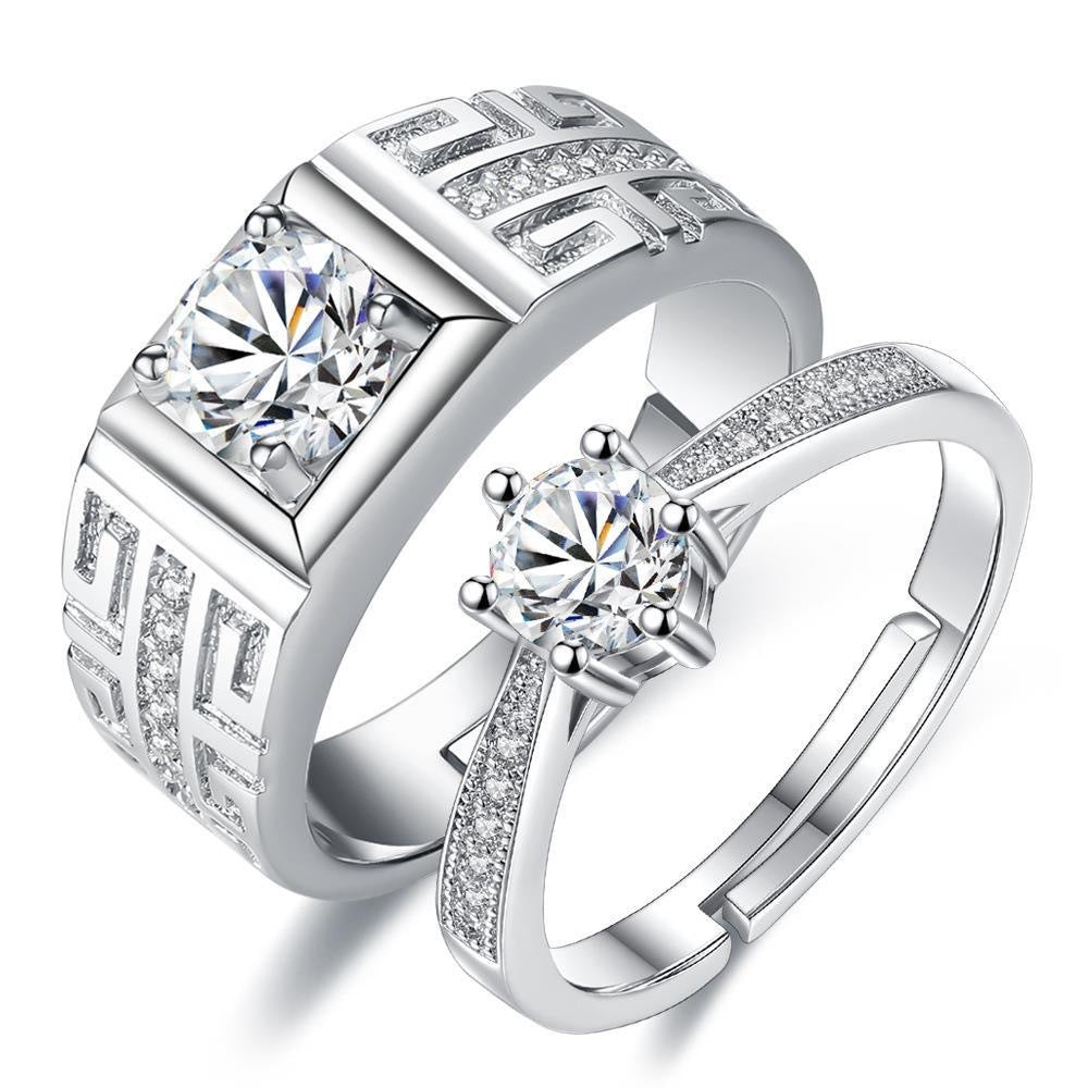 Women's & Men's Couple Pair Of Imitation Diamond Simple Rings