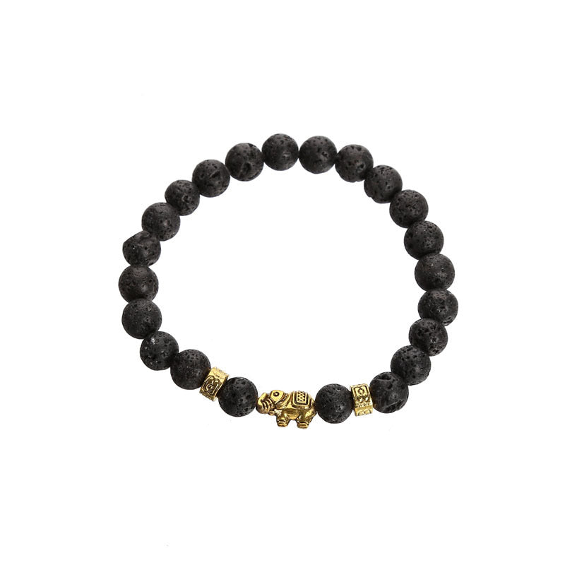 Women's & Men's Tigereye White-barked Pine Volcano Stone Black Bracelets