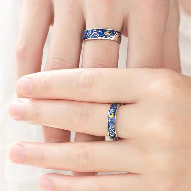 Men's Fashion Sterling Sier Pair Design Personality Rings