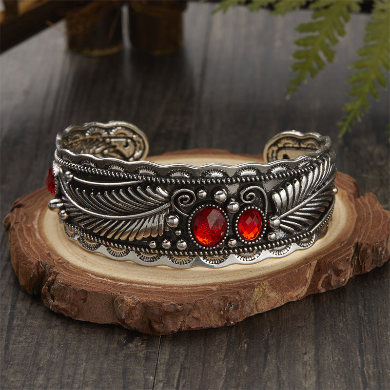 Women's Navajo Style Oval Turquoise Retro Two-tone Bracelets