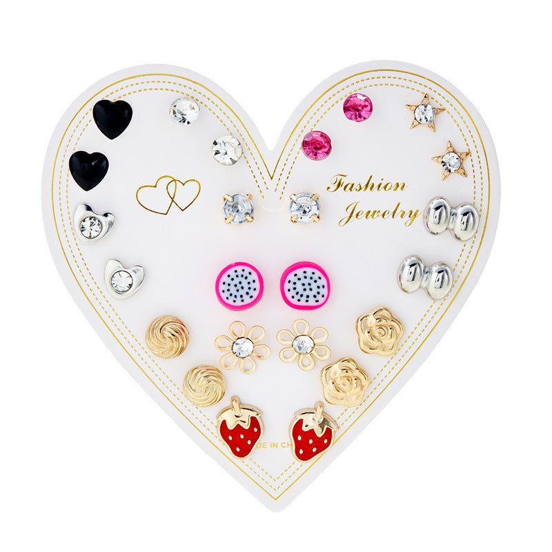 Suit Geometric Pairs Storage Ear Multicolor Earrings