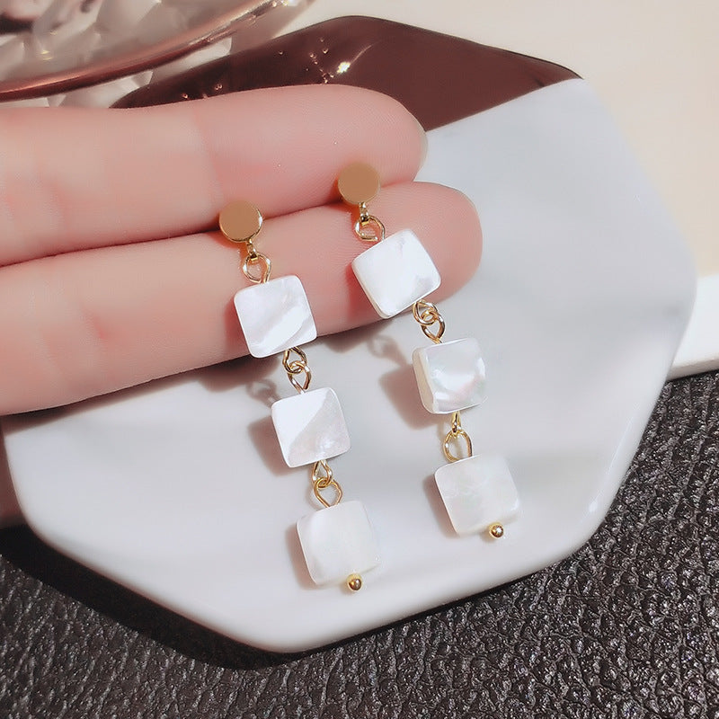 Tassel High-grade Sier Needle Metal Light Luxury Pearl Earrings