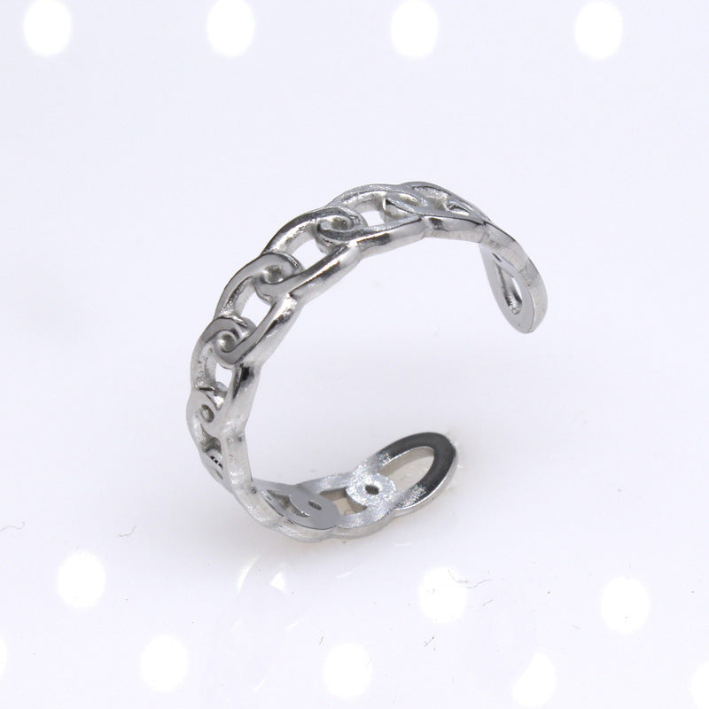 Women's & Men's Open Ornament Shaped Adjustable Stainless Steel Rings