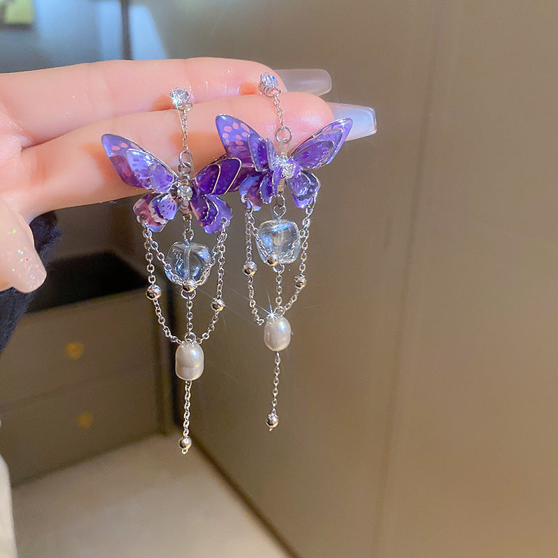 Chinese Style Flower Bamboo Tassel Fashion Trend Ear Hook Earrings