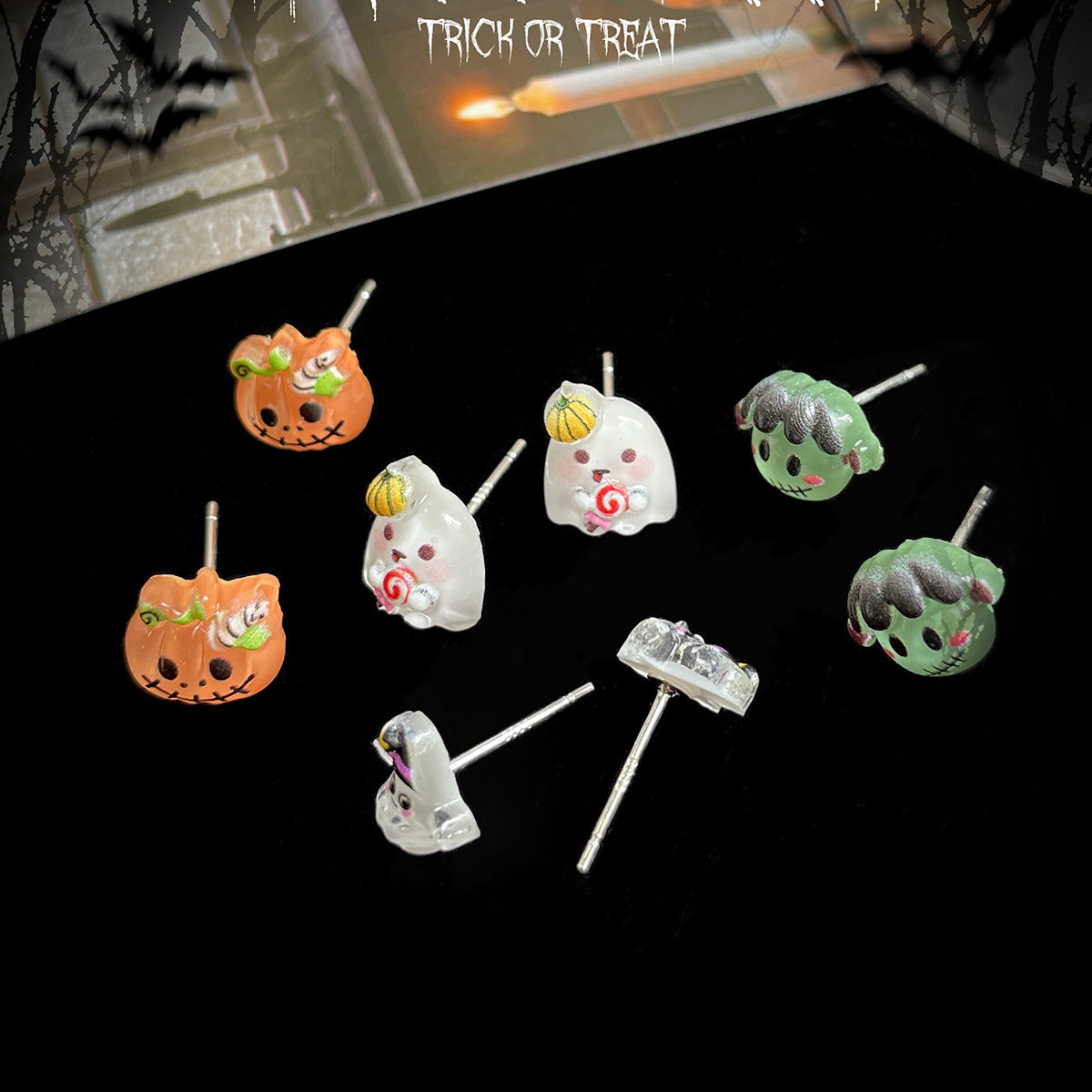 Halloween Monster Earings Set Sier Needle Earrings