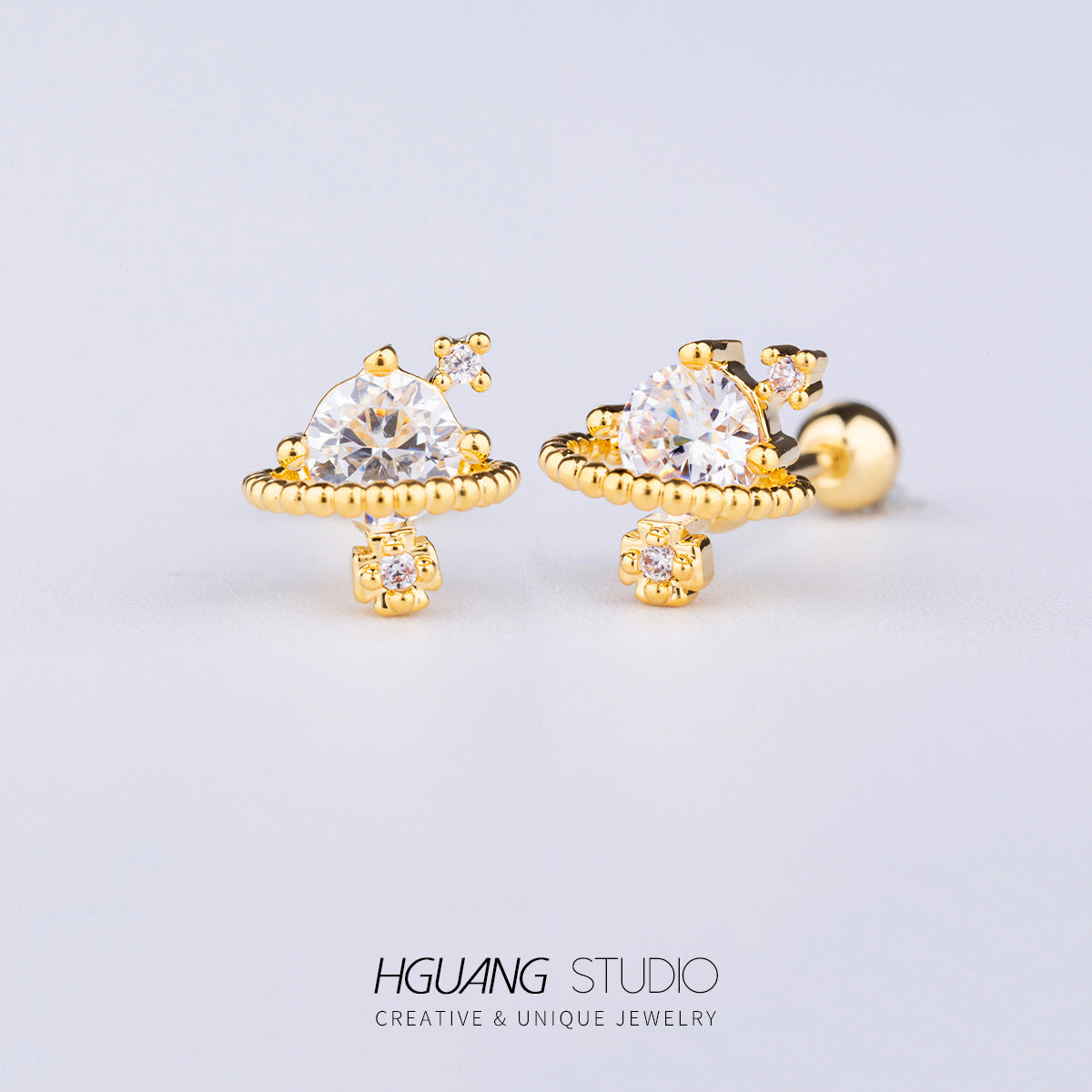 Steel Gold Micro Inlaid Zirconium Ear Earrings