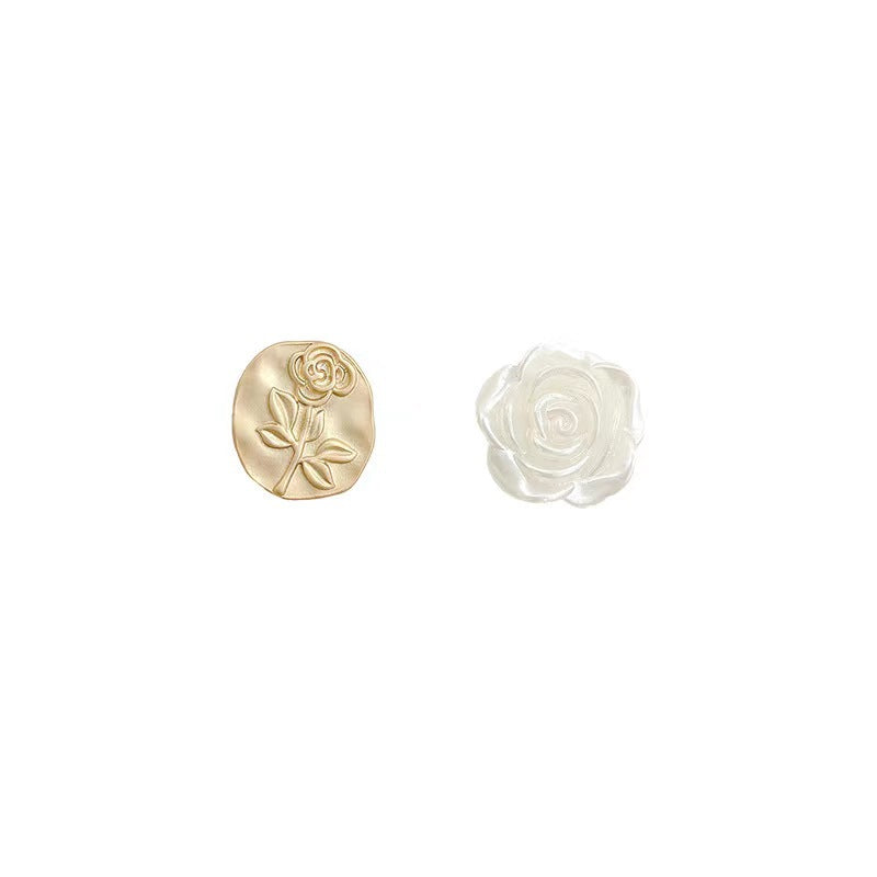 Style Retro Matte Rose Flower Niche Earrings