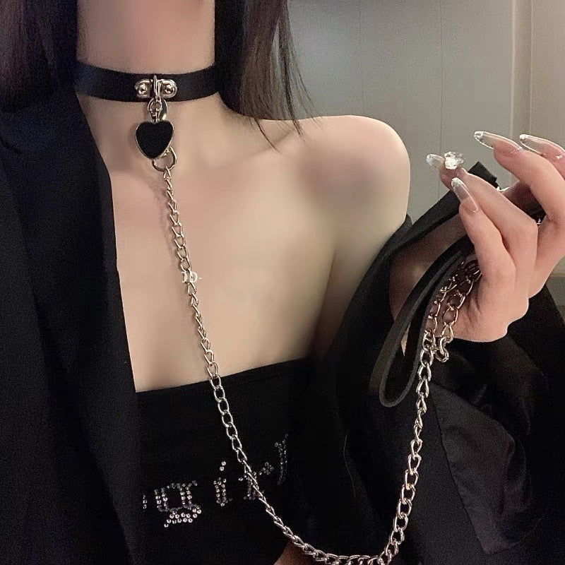 Leather Bell Neck Dark Love Choker Necklaces